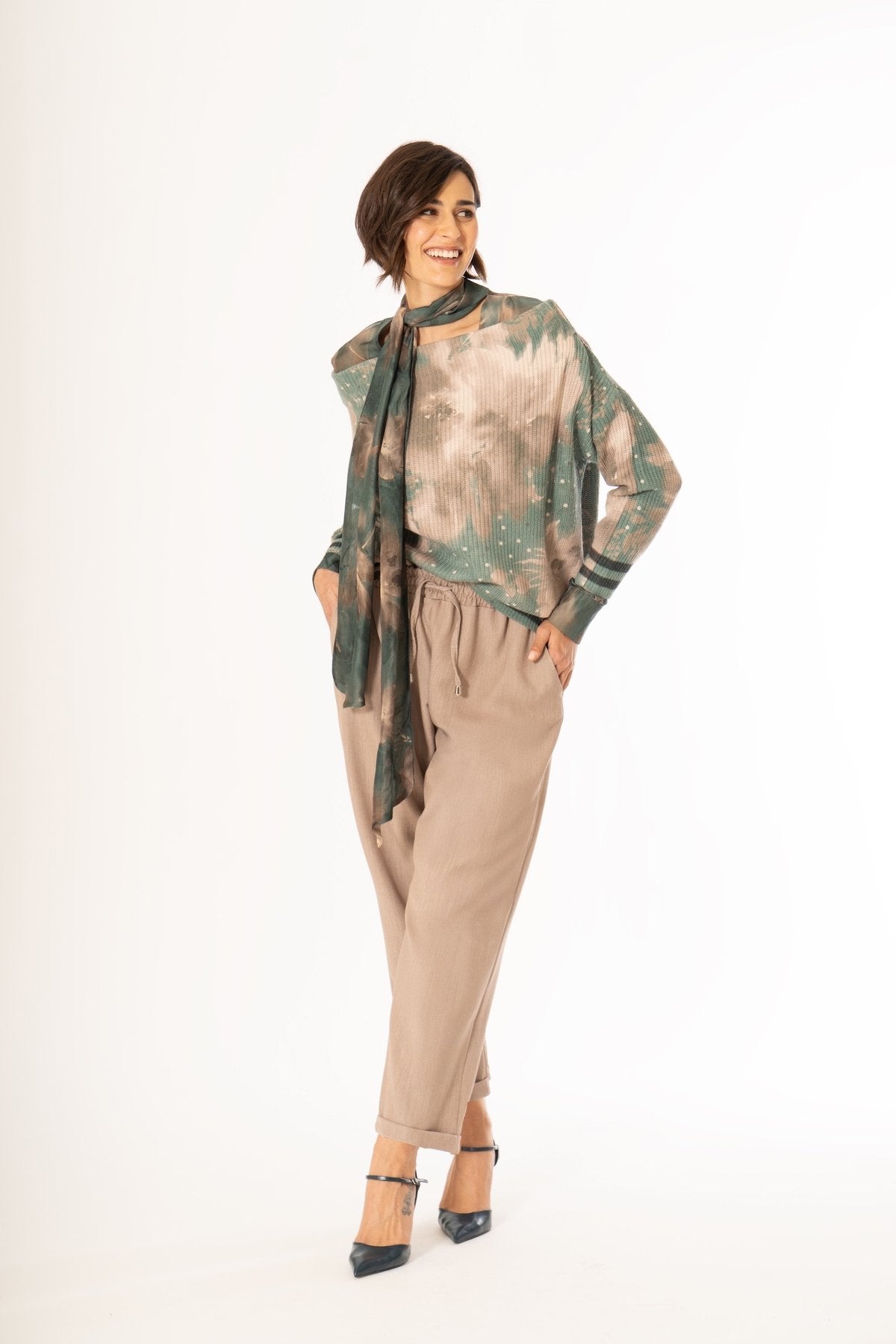 MAGLIA FIORI E POIS MANICA MARTELLO - MORE BY SISTE'S