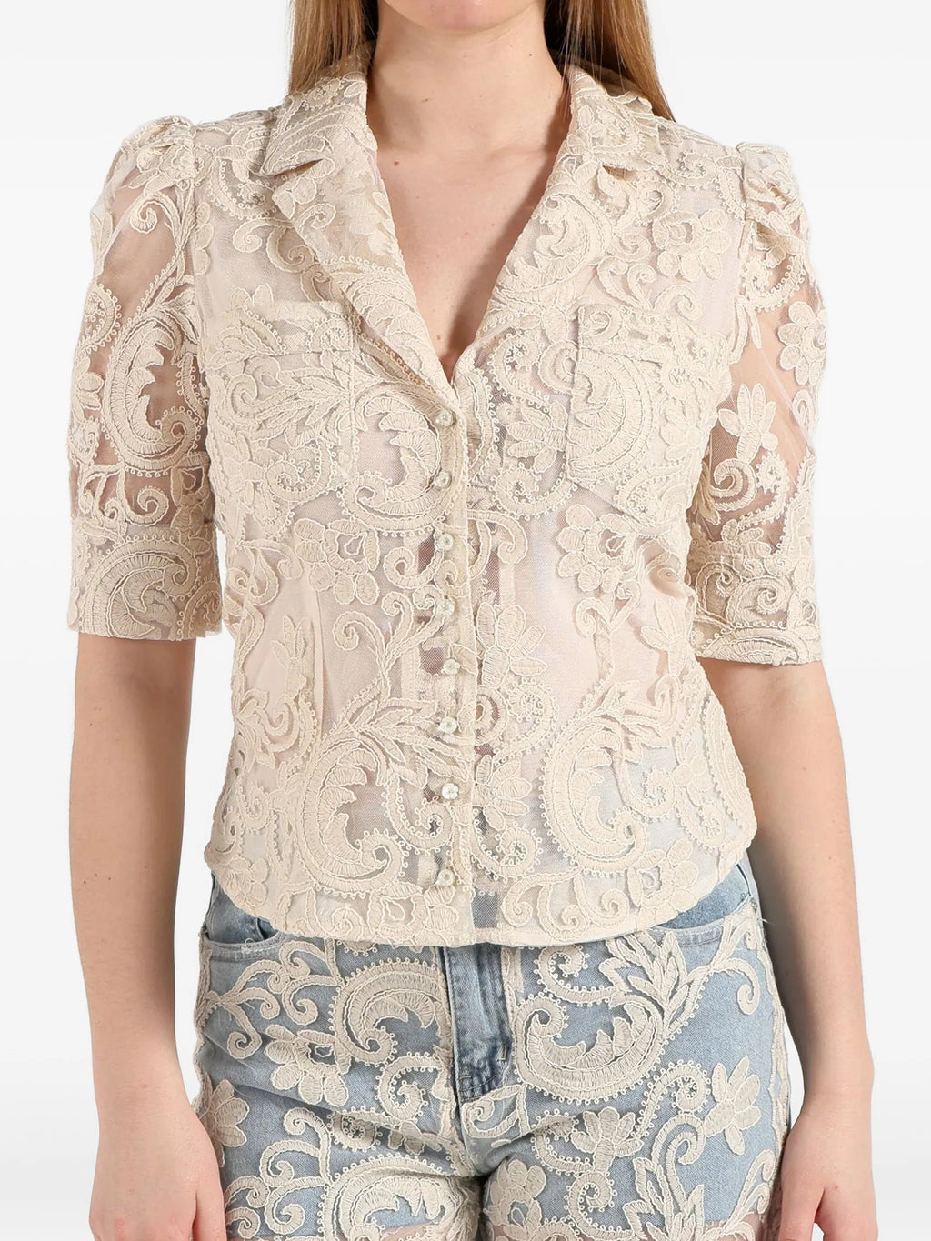CAMICIA EFFETTO BLAZER IN PIZZO - AMOSA