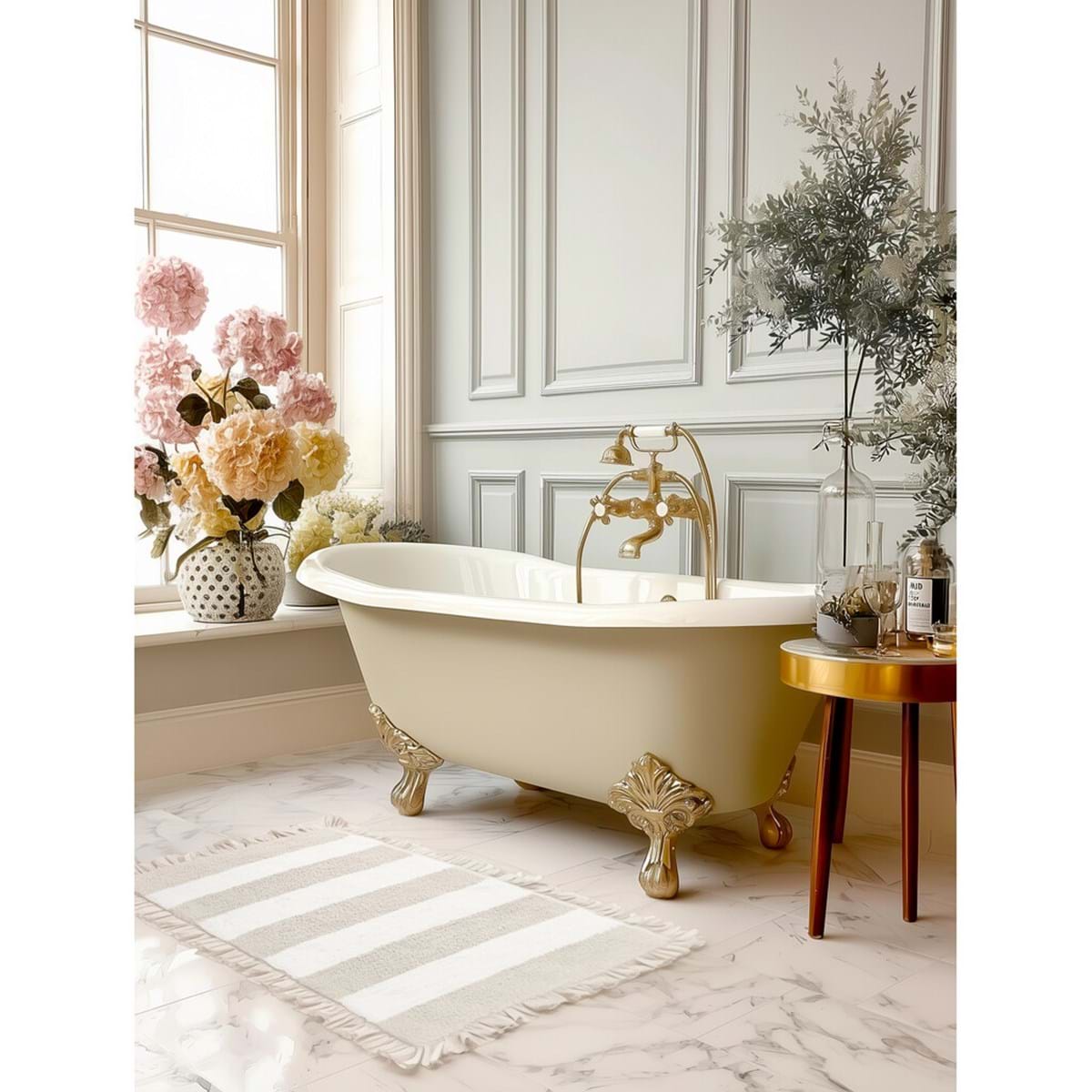 TAPPETO A RIGHE CON GALA - BLANC MARICLO'