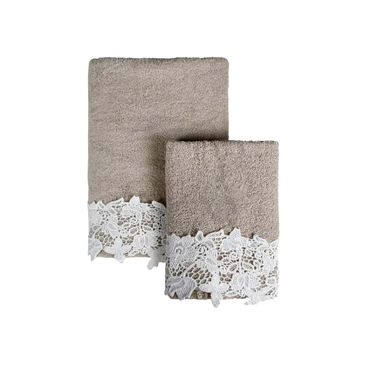 COPPIA ASCIUGAMANI CON PIZZO  -  BLANC MARICLO'
