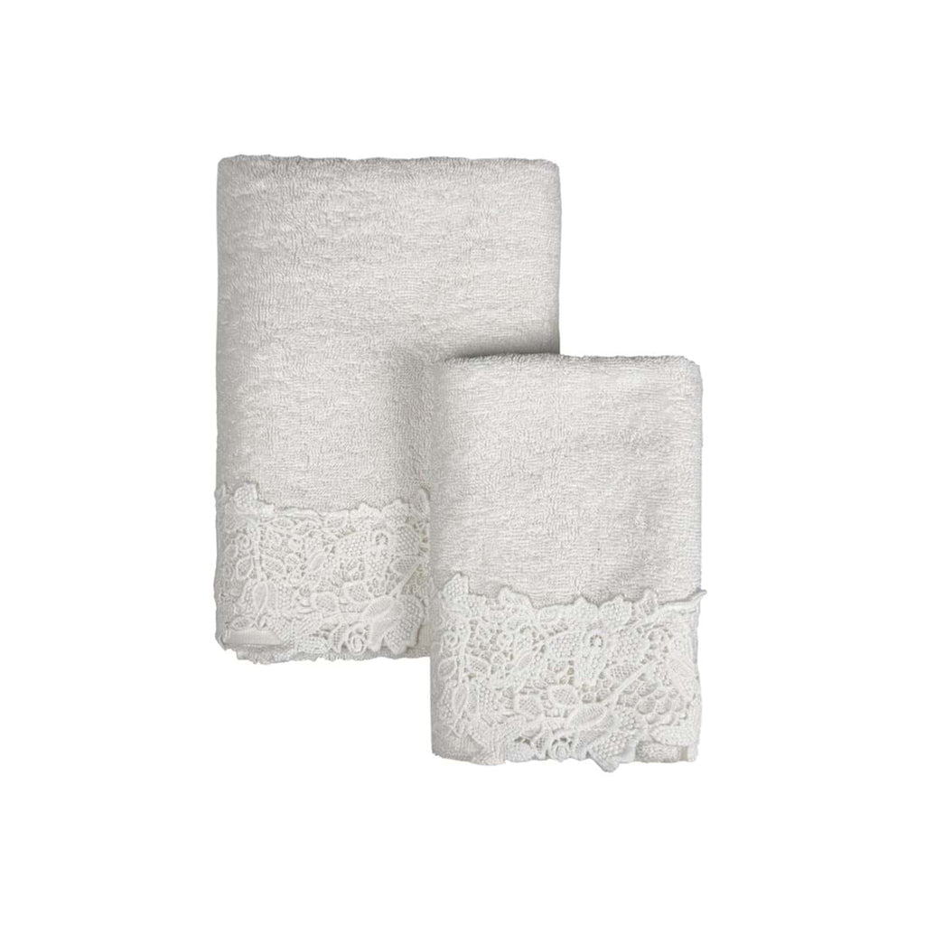 COPPIA ASCIUGAMANI CON PIZZO  -  BLANC MARICLO'