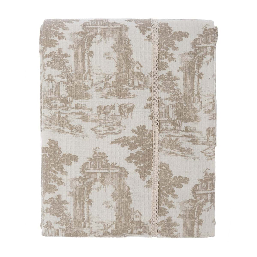 COPRILETTO NIDO APE STAMPA TOILE DE JOUY - BLANC MARICLO'