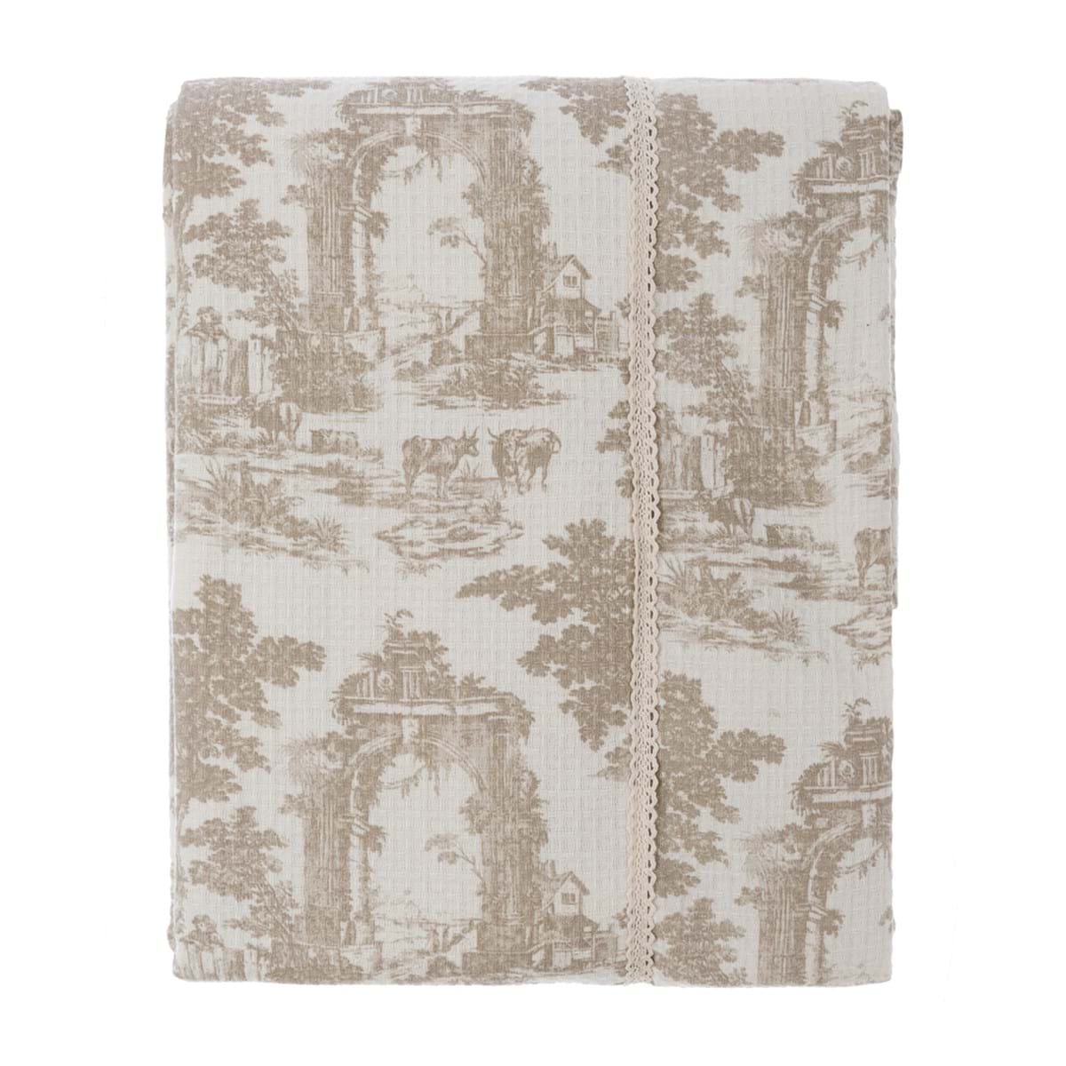 COPRILETTO NIDO APE STAMPA TOILE DE JOUY - BLANC MARICLO'