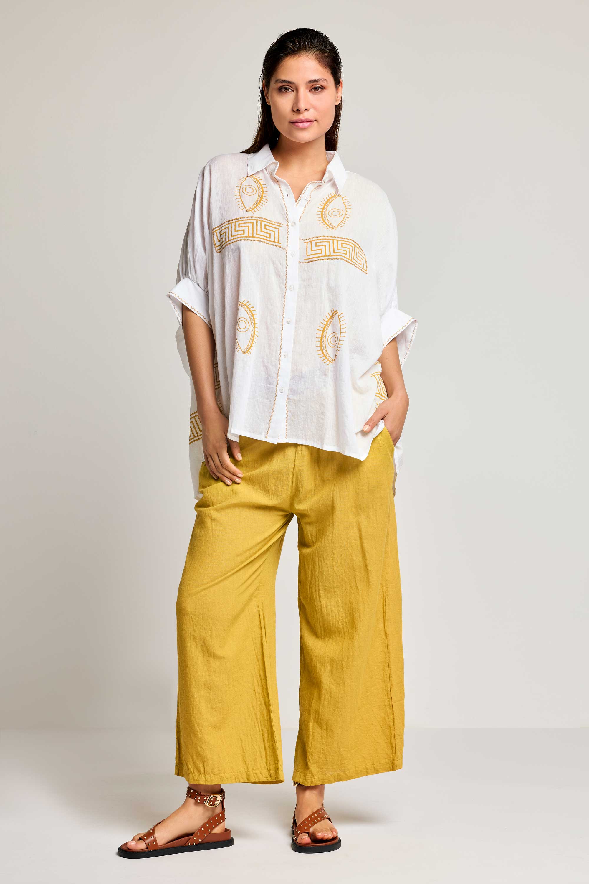 PANTALONI IN MISTO LINO NAXOS - DAVID