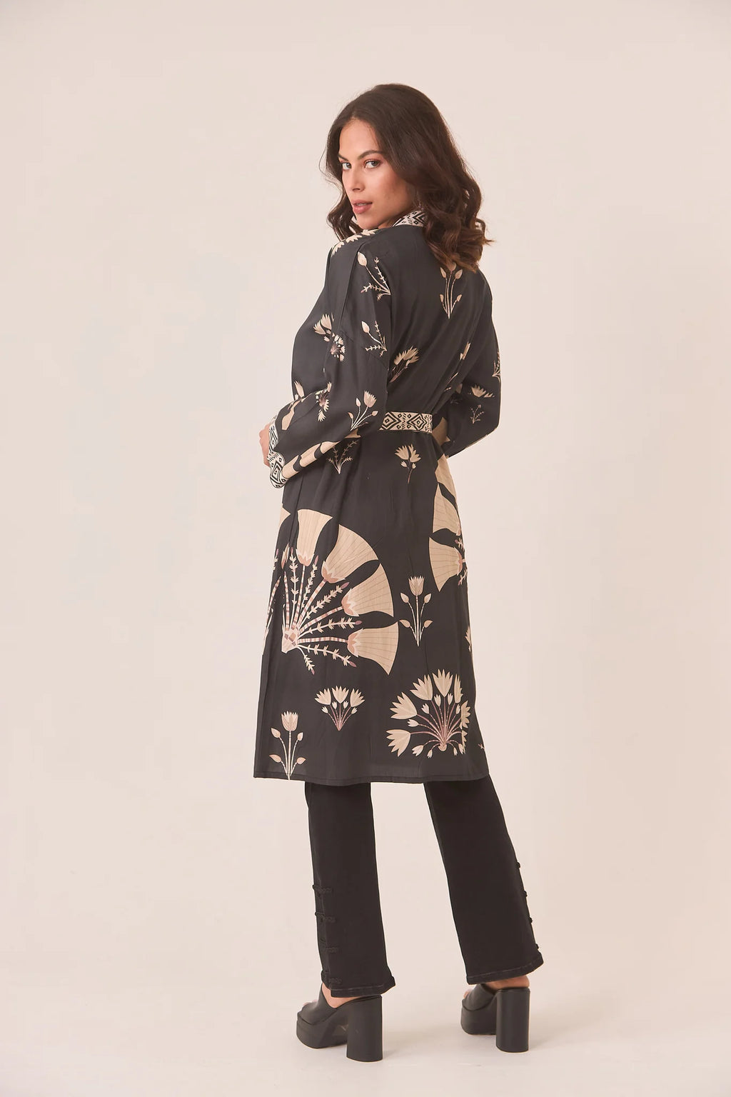 KIMONO LUNGO CON STAMPE MISTE - NKN
