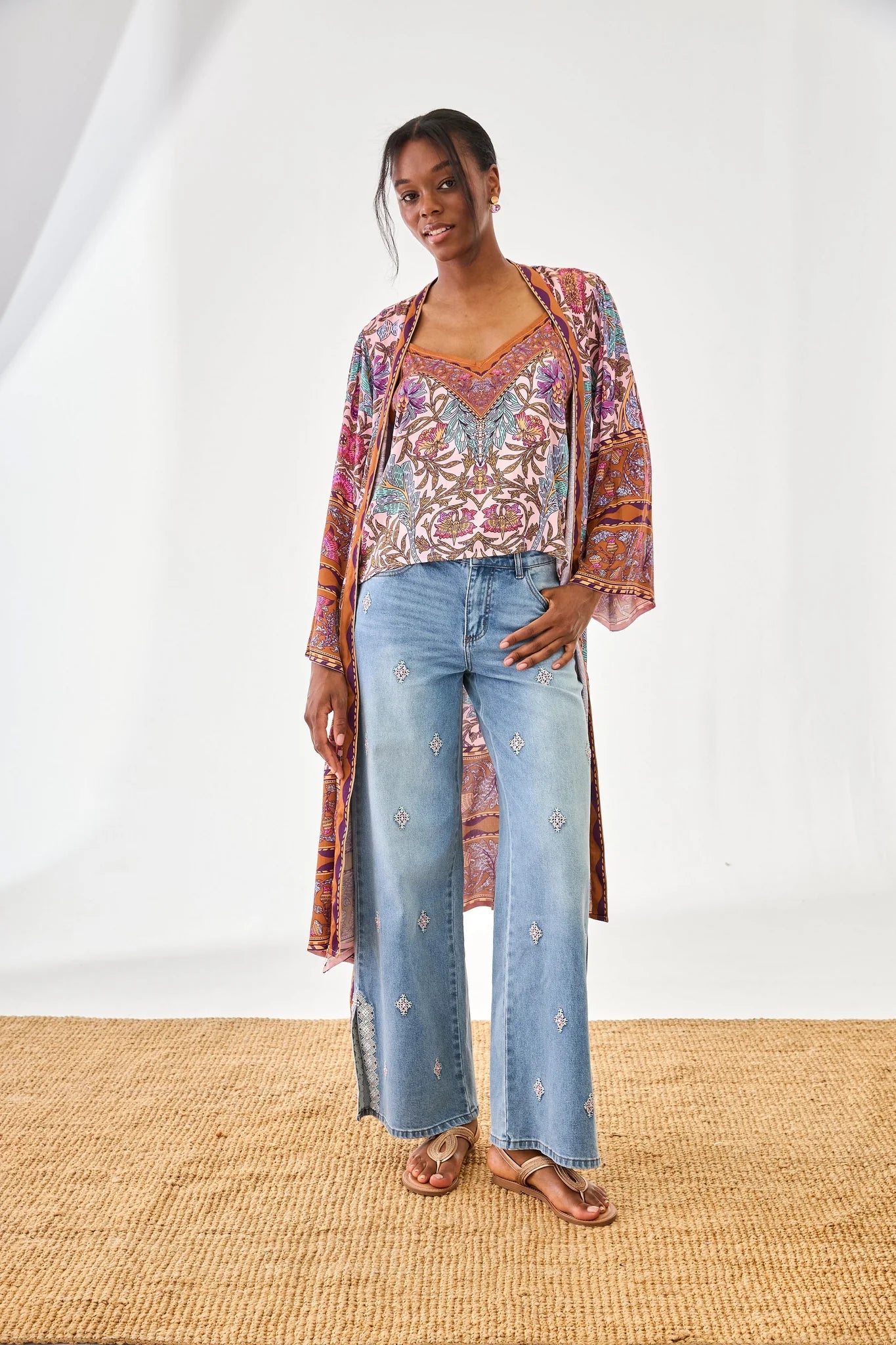 KIMONO A STAMPA FLOREALE - NKN