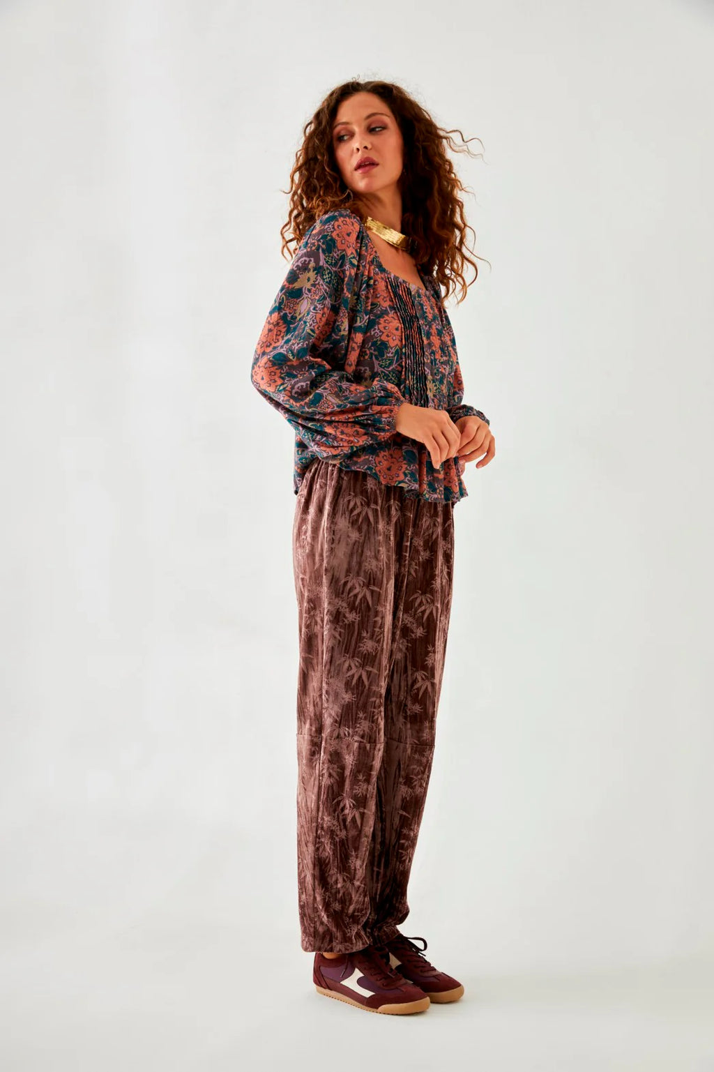 PANTALONI IN VELLUTO PALMERITAS  - NUD