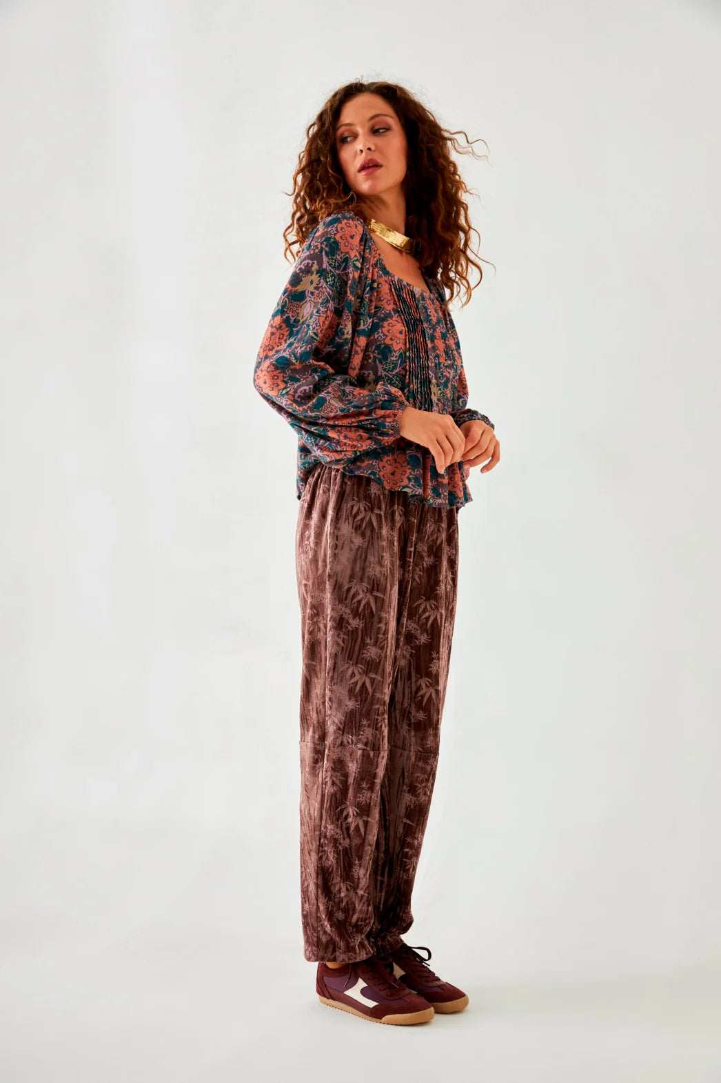 PANTALONI IN VELLUTO PALMERITAS  - NUD