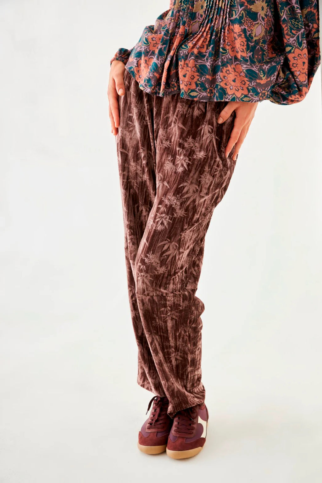 PANTALONI IN VELLUTO PALMERITAS  - NUD