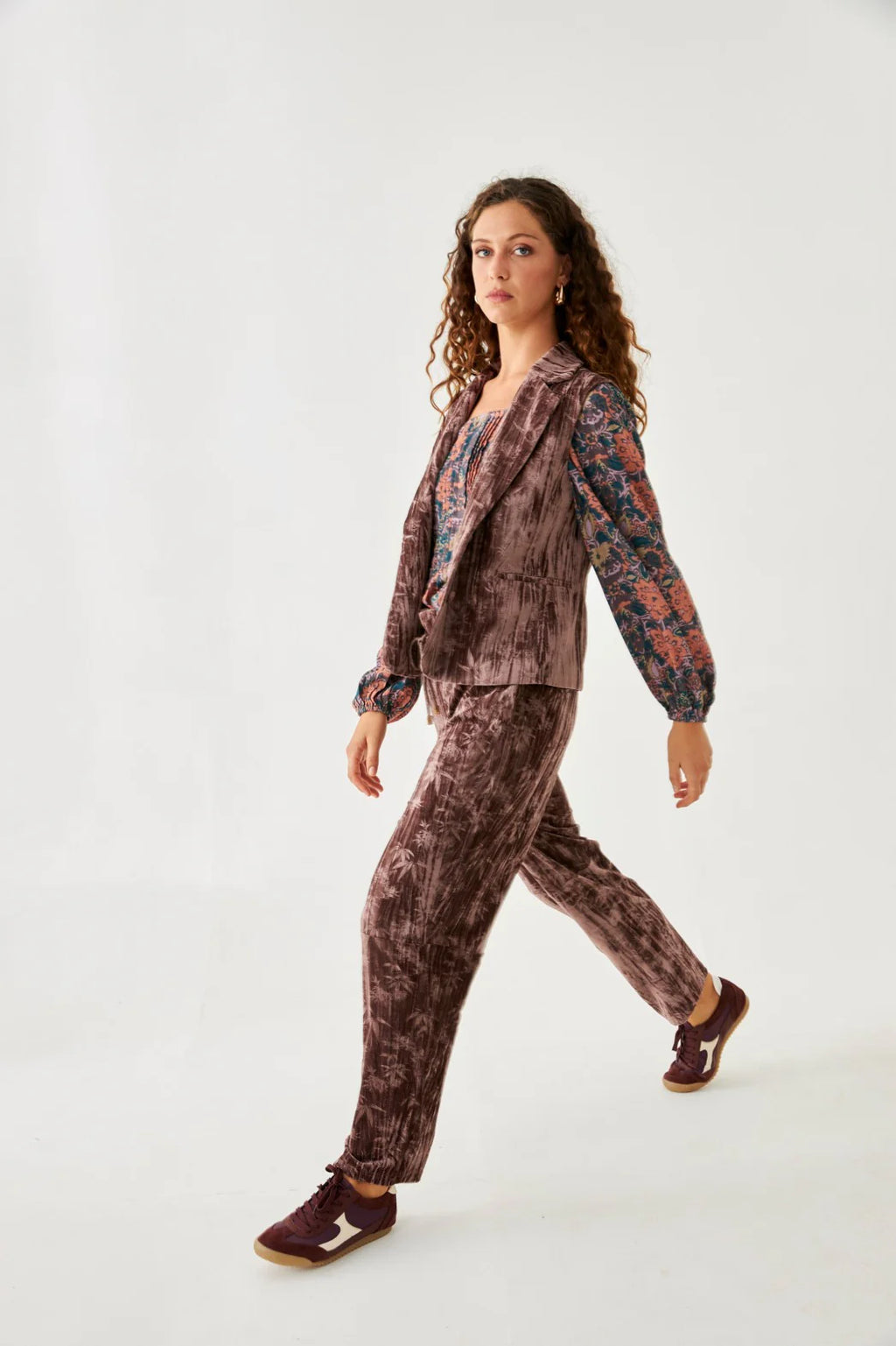 GILET IN VELLUTO PALMERITAS - NUD