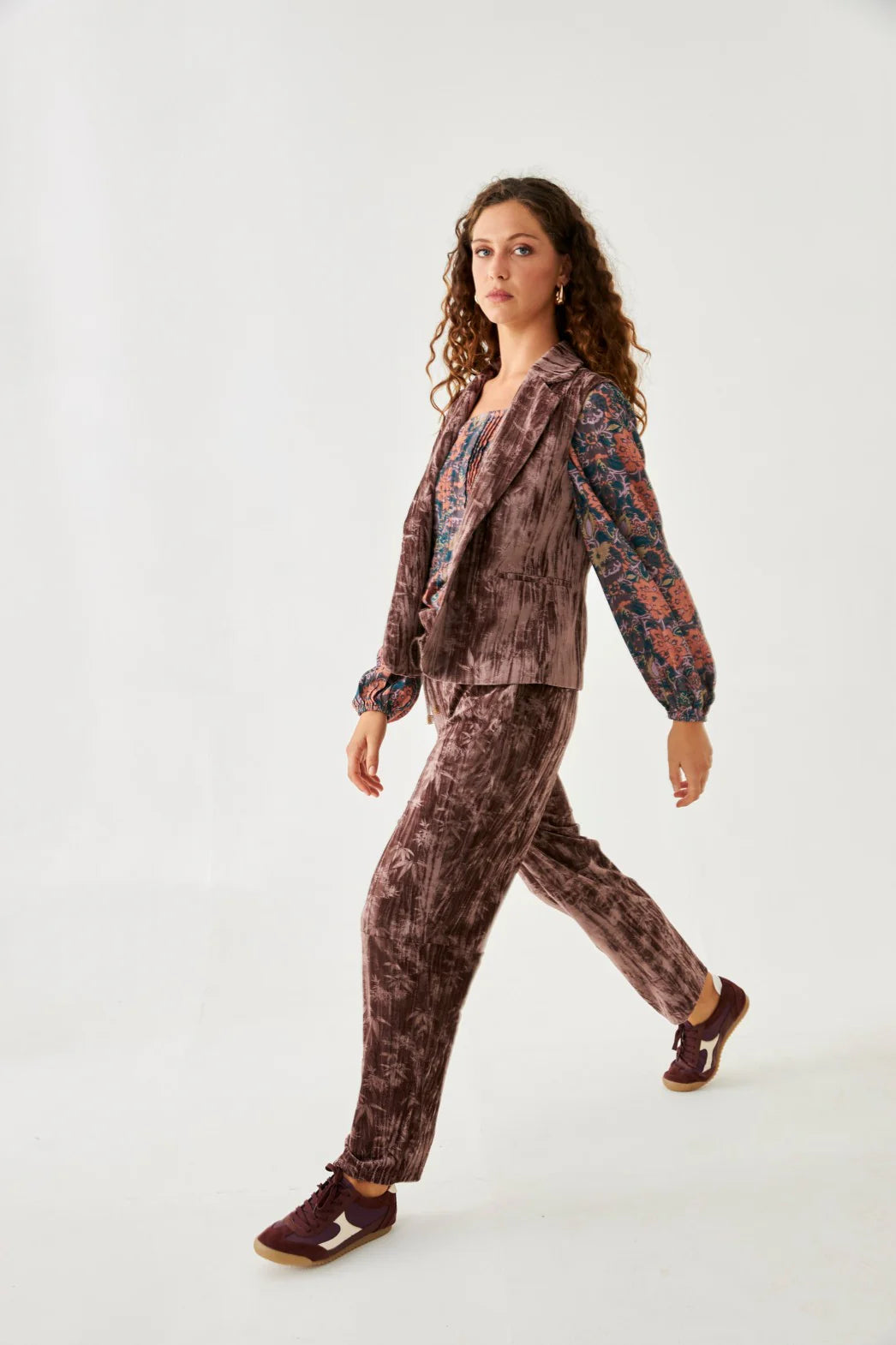 GILET IN VELLUTO PALMERITAS - NUD