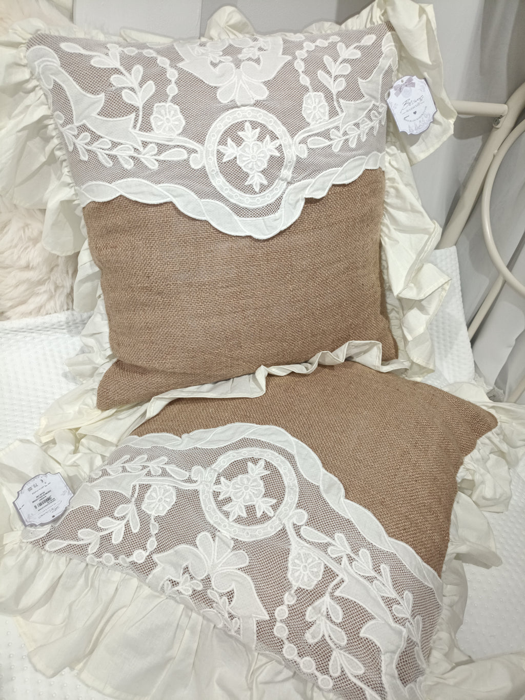 CUSCINI IN JUTA E COTONE - BLANC MARICLO'