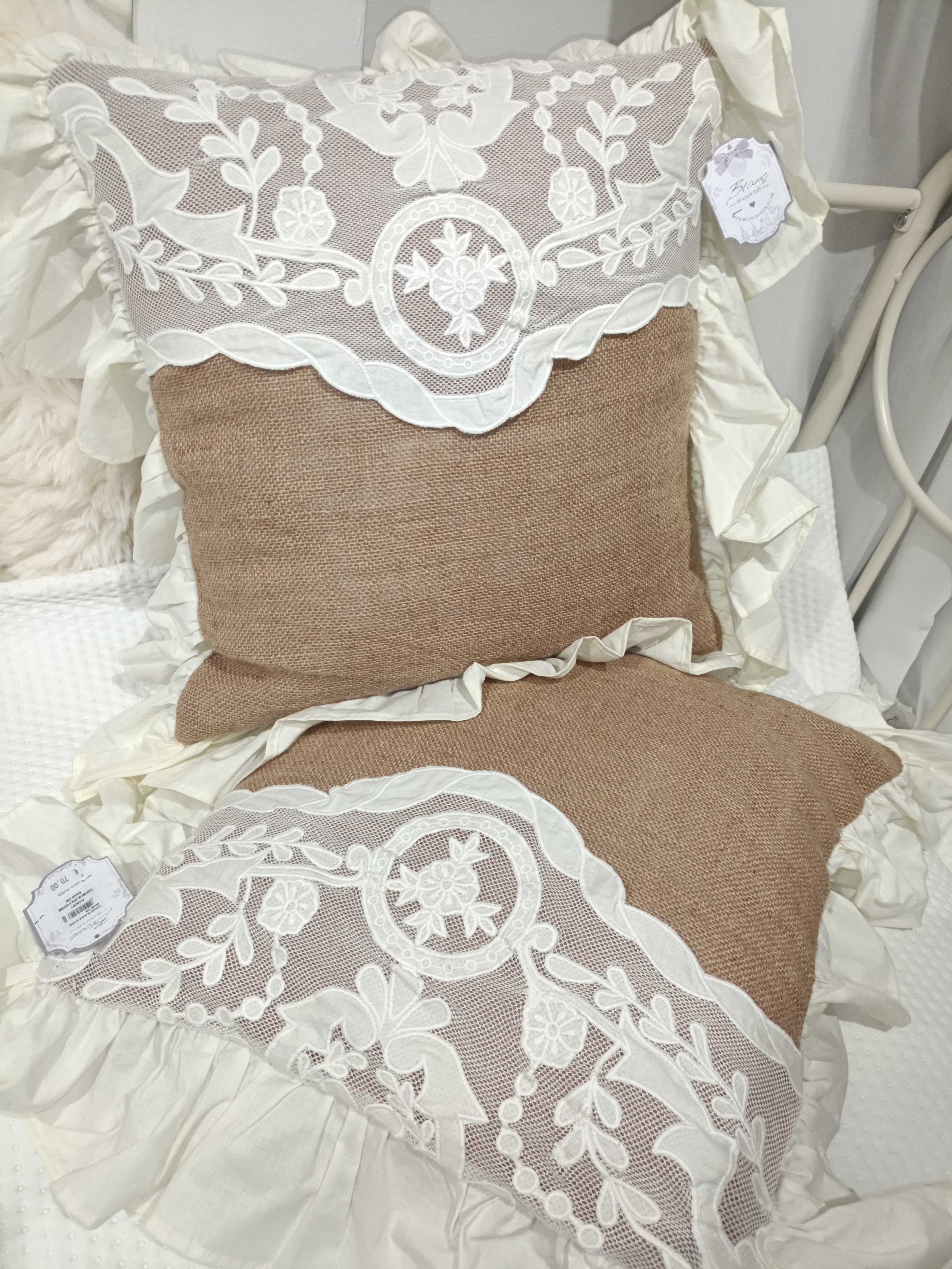 CUSCINI IN JUTA E COTONE - BLANC MARICLO'