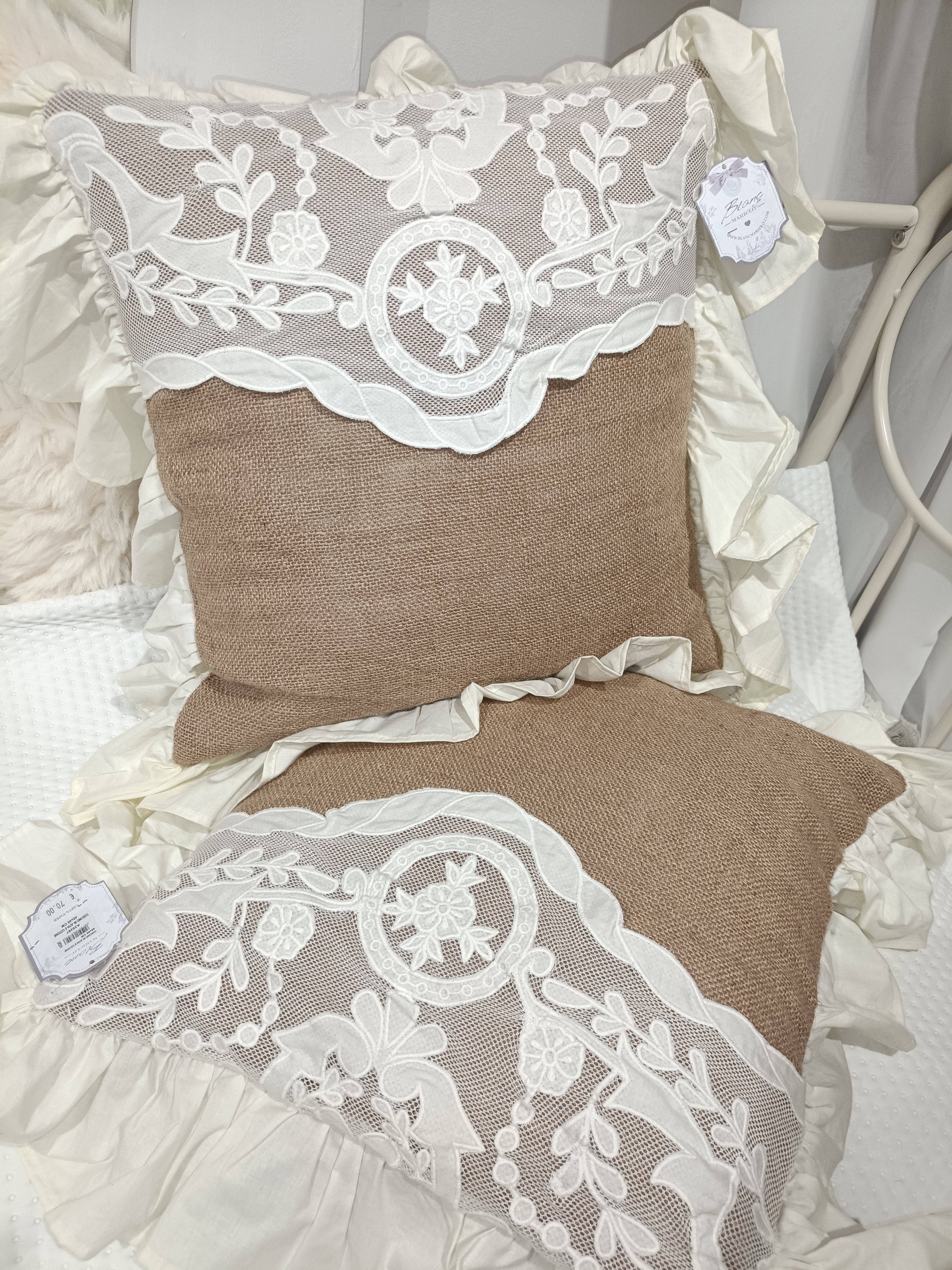CUSCINI IN JUTA E COTONE - BLANC MARICLO'