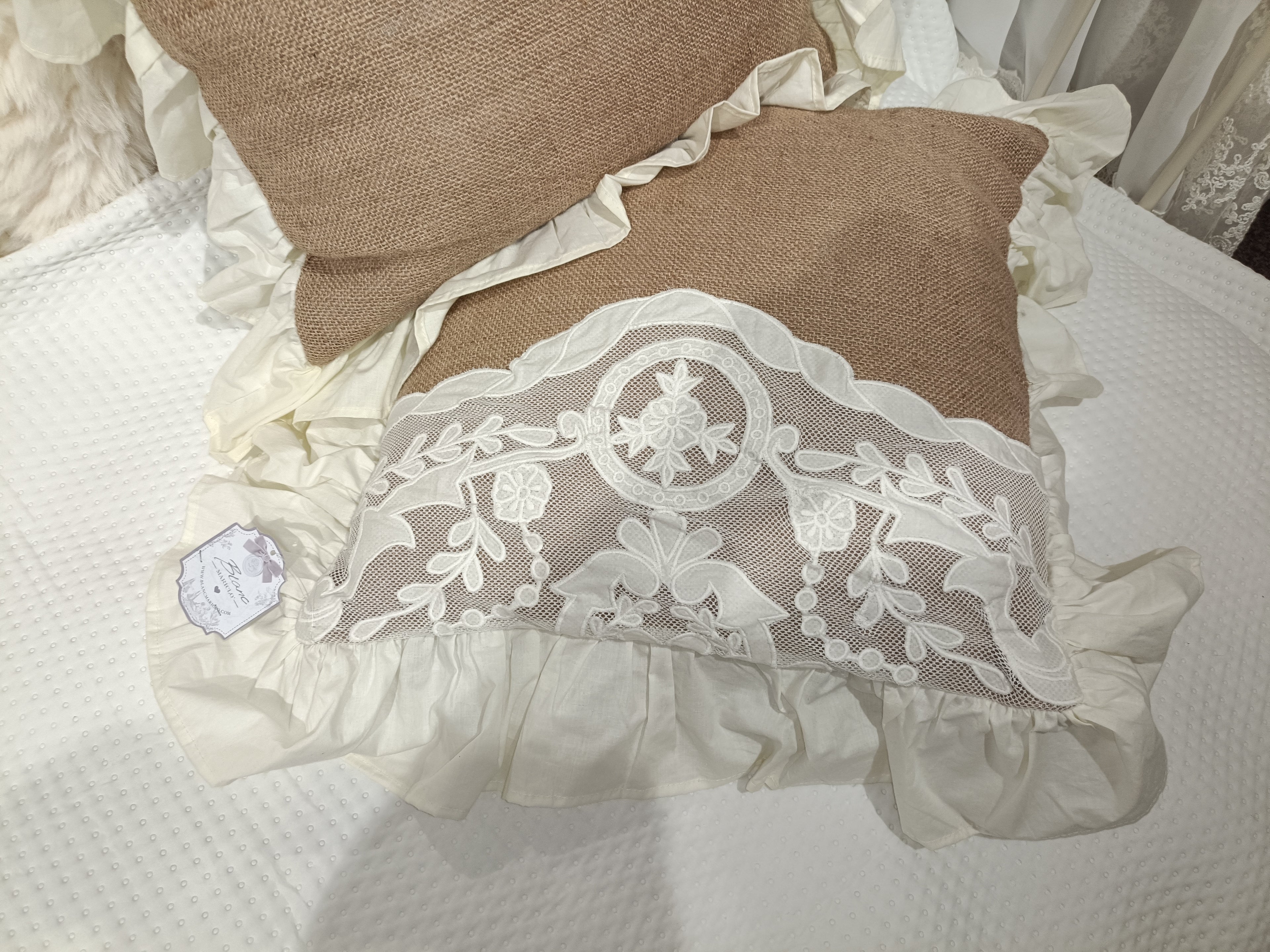 CUSCINI IN JUTA E COTONE - BLANC MARICLO'