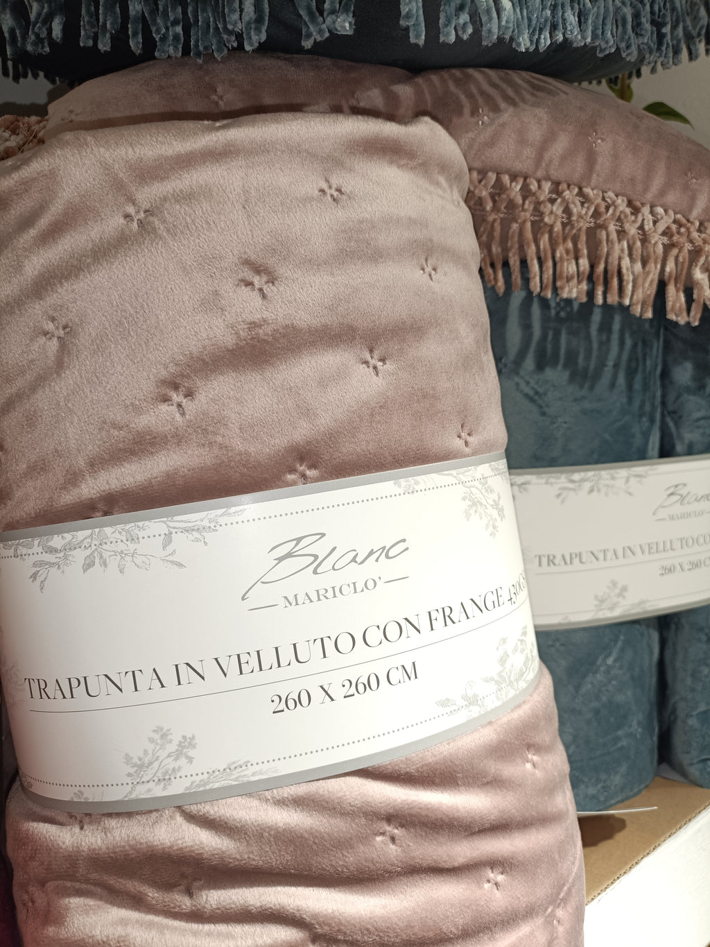 TRAPUNTA IN VELLUTO CON FRANGE - BLANC MARICLO'