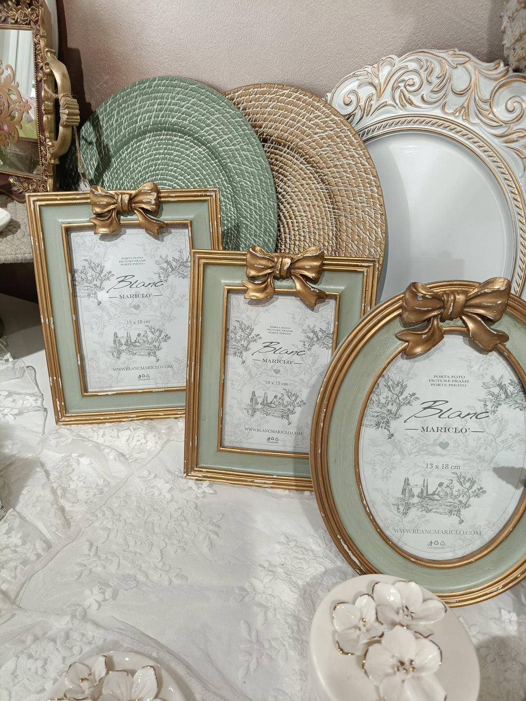 PORTAFOTO AMOR ET MEMORIA- FIOCCO ANTICATO  -  BLANC MARICLO'