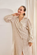 ABITO CAMICIA A RIGHE  -  NUD