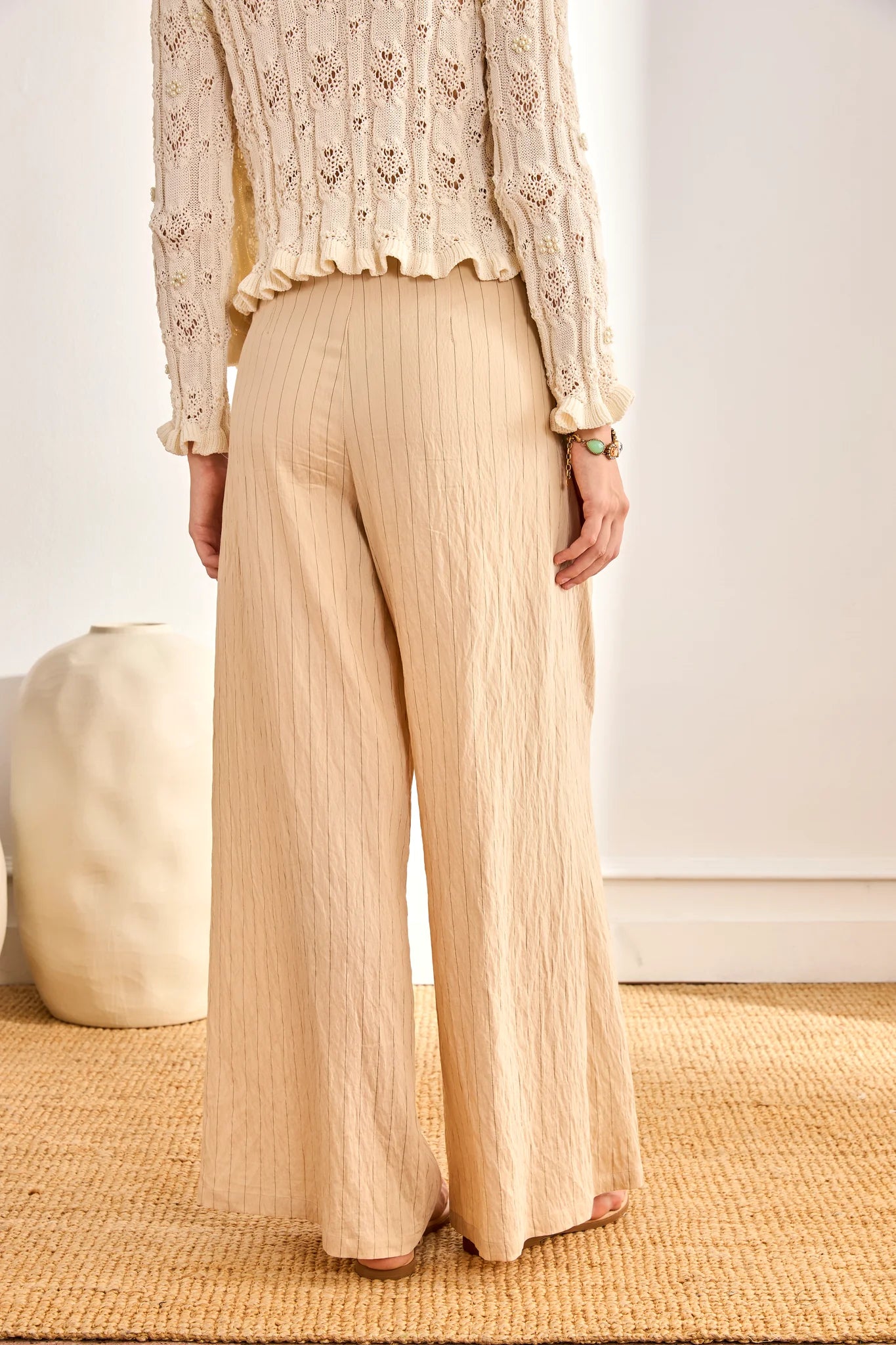 PANTALONI A RIGHE SOTTILI CON PIEGHE  -  NKN