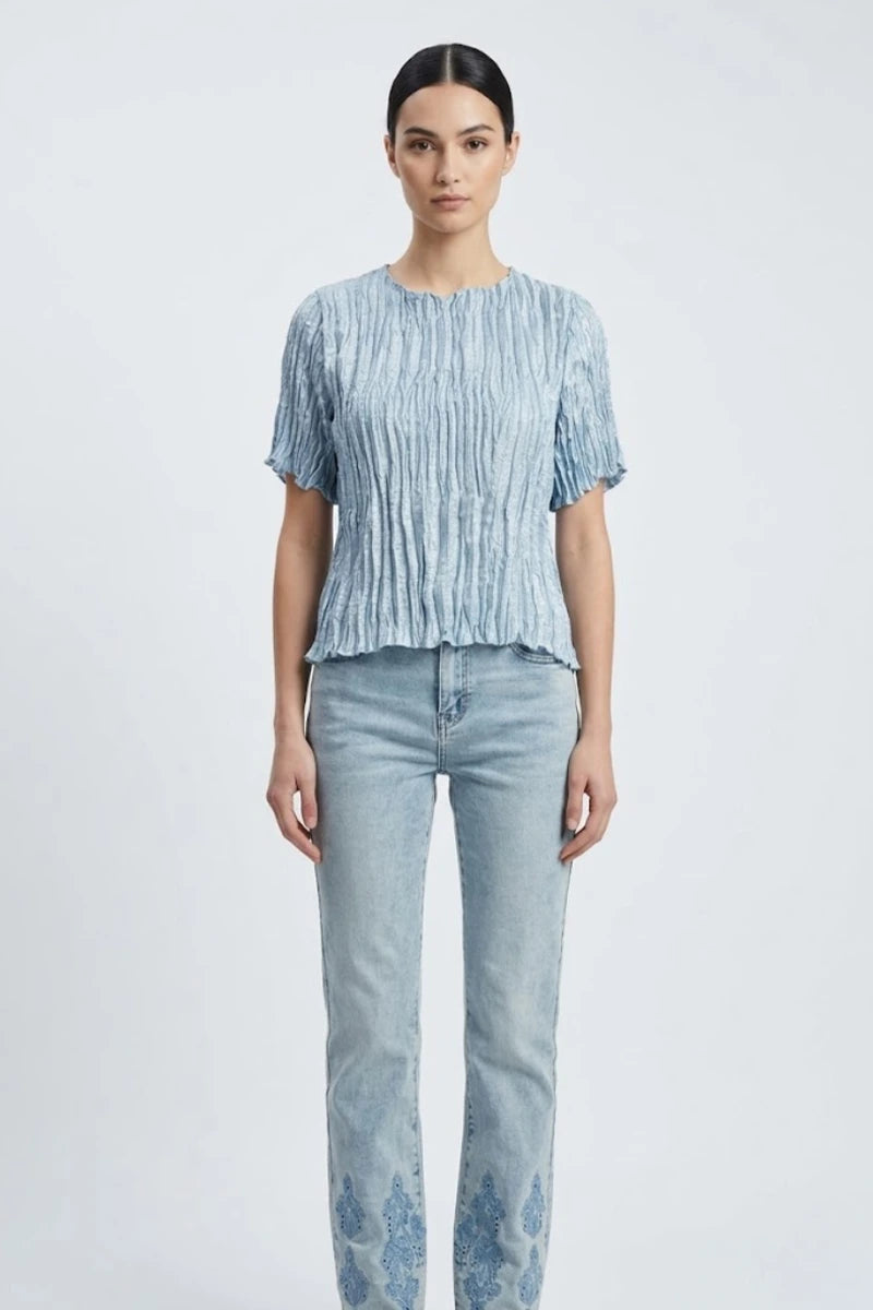 JEANS CON DECORI IN PIZZO  -  AMOSA