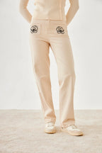 JEANS DETAGLIO FIORI - NUD