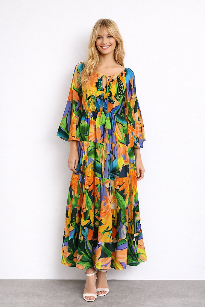 ABITO COTONE LUNGO MANICA TRE QUARTI - POSITANO