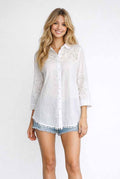 CAMICIA COTONE MANICA TRE QUARTI RICAMATA - POSITANO