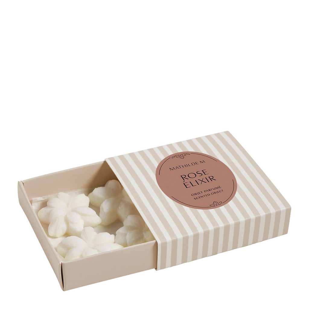 SET DI 4 DECORAZIONI FONDENTI IN CERA PROFUMATA ROSE ELIXIR - MATHILDE