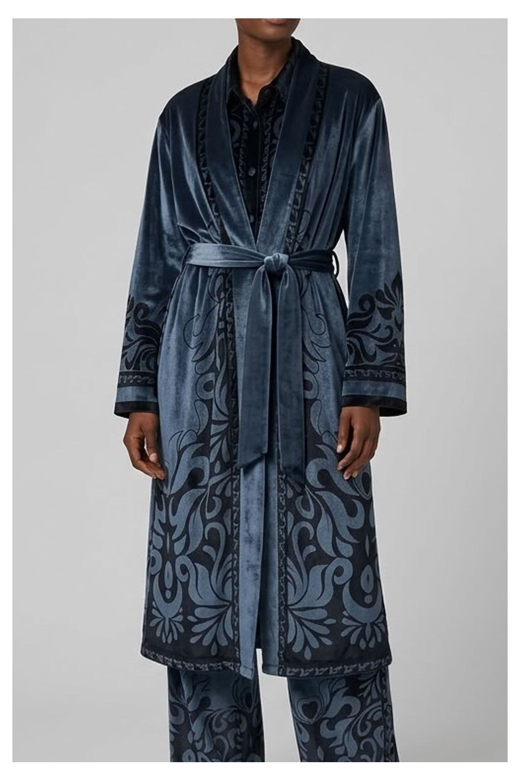 KIMONO IN VELLUTO CON DECORO - AMOSA