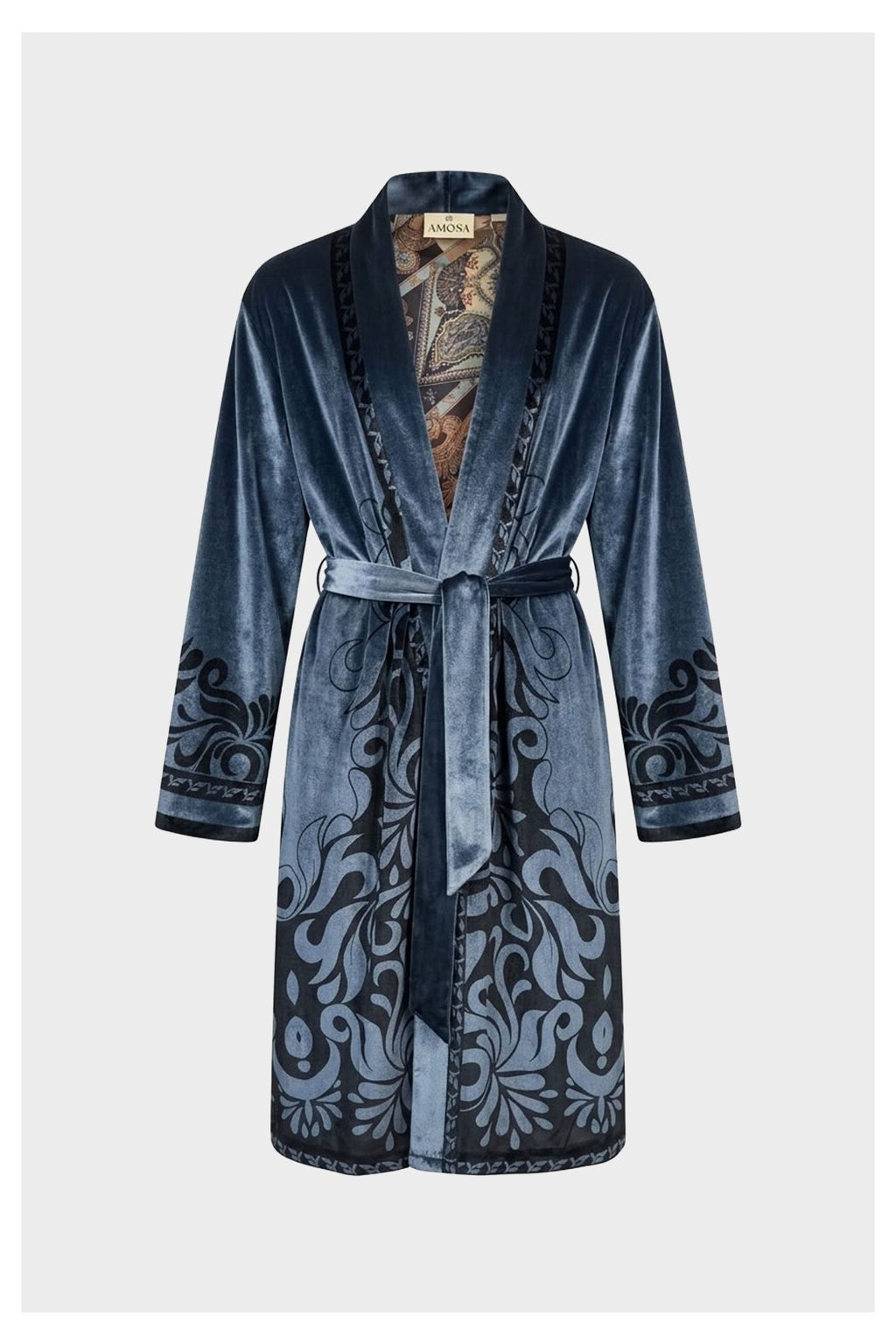 VELVET KIMONO WITH EMBELLISHMENT - AMOSA