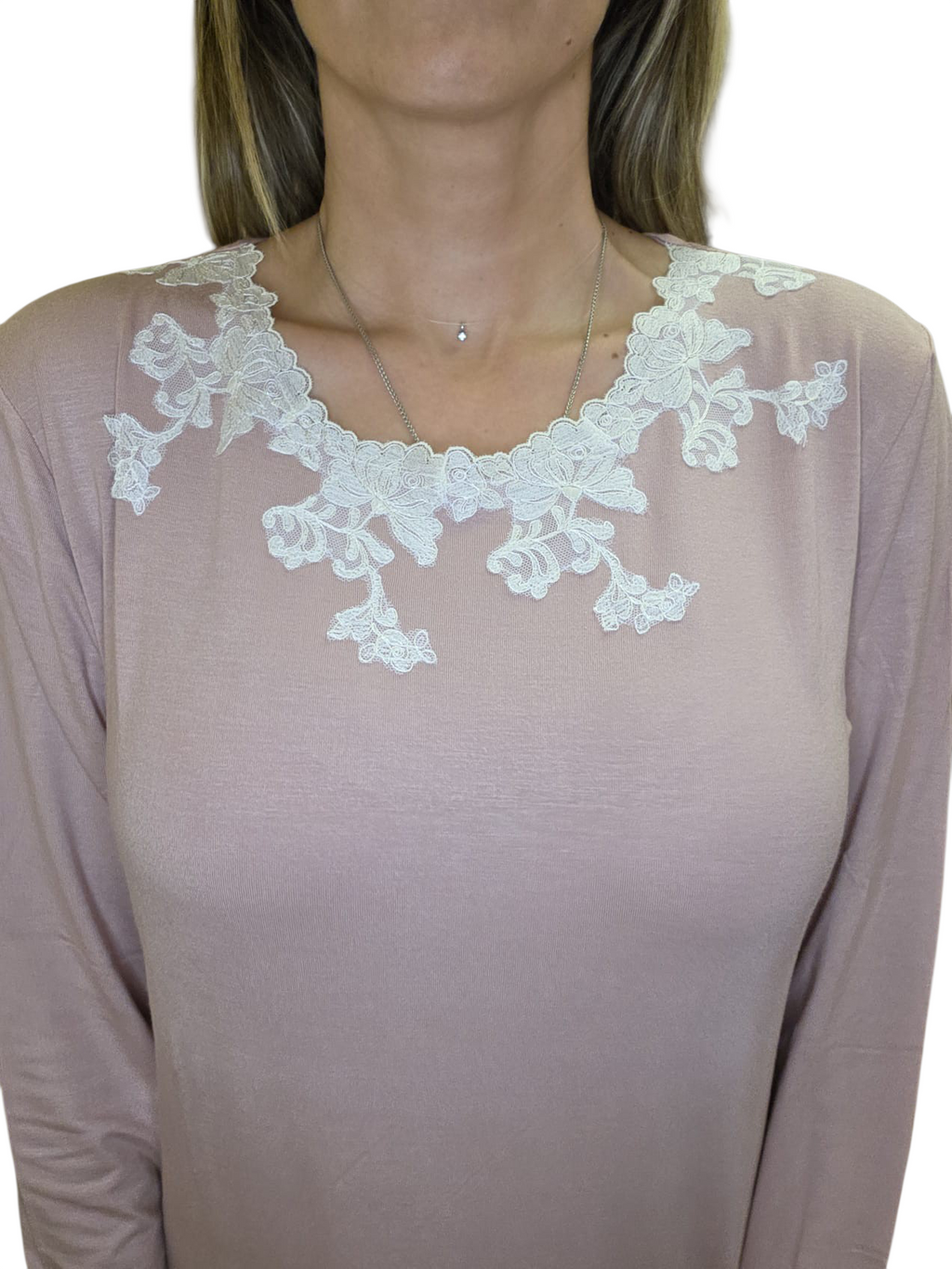 CAMICIA NOTTE CON PIZZO