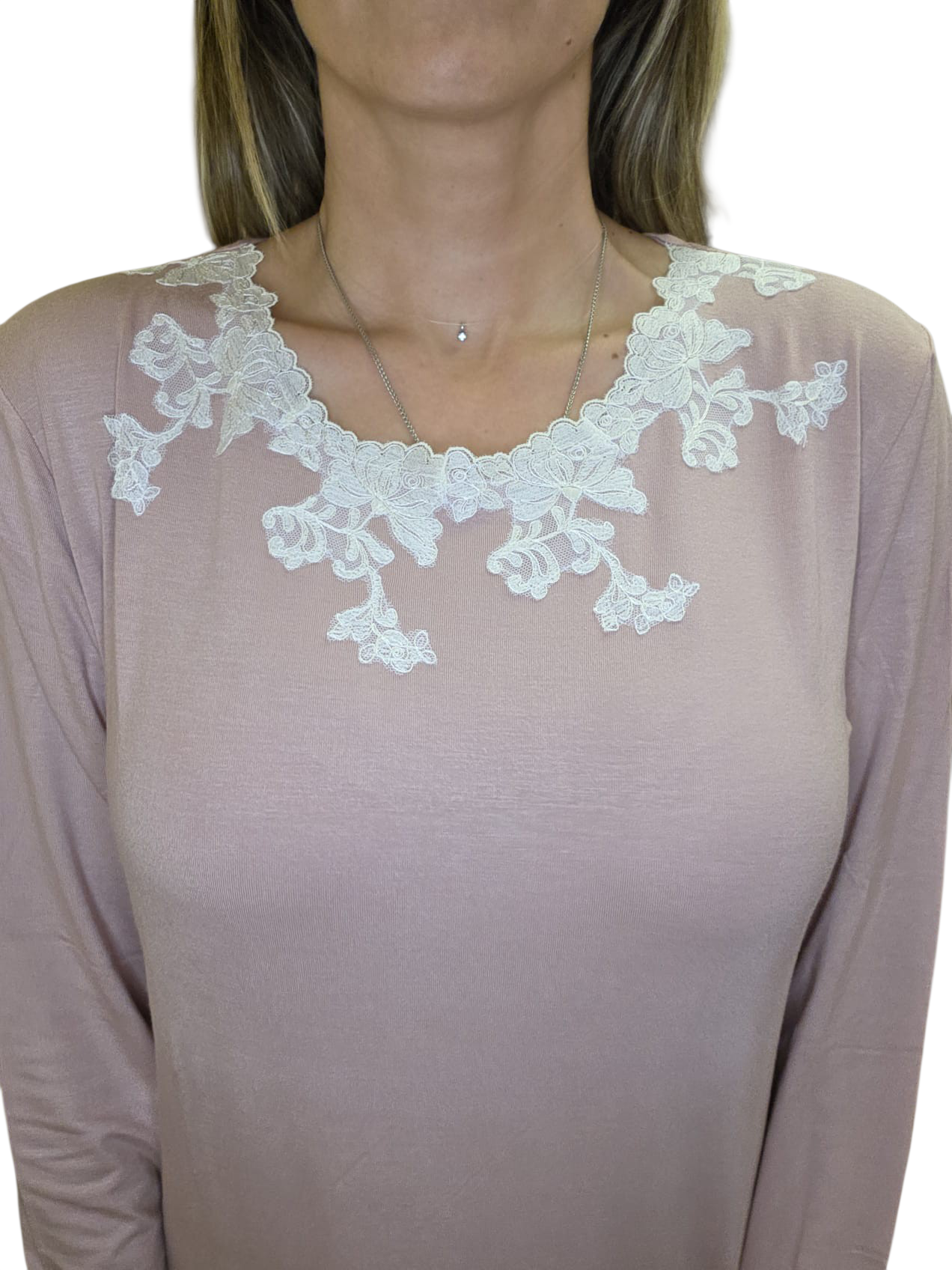 CAMICIA NOTTE CON PIZZO