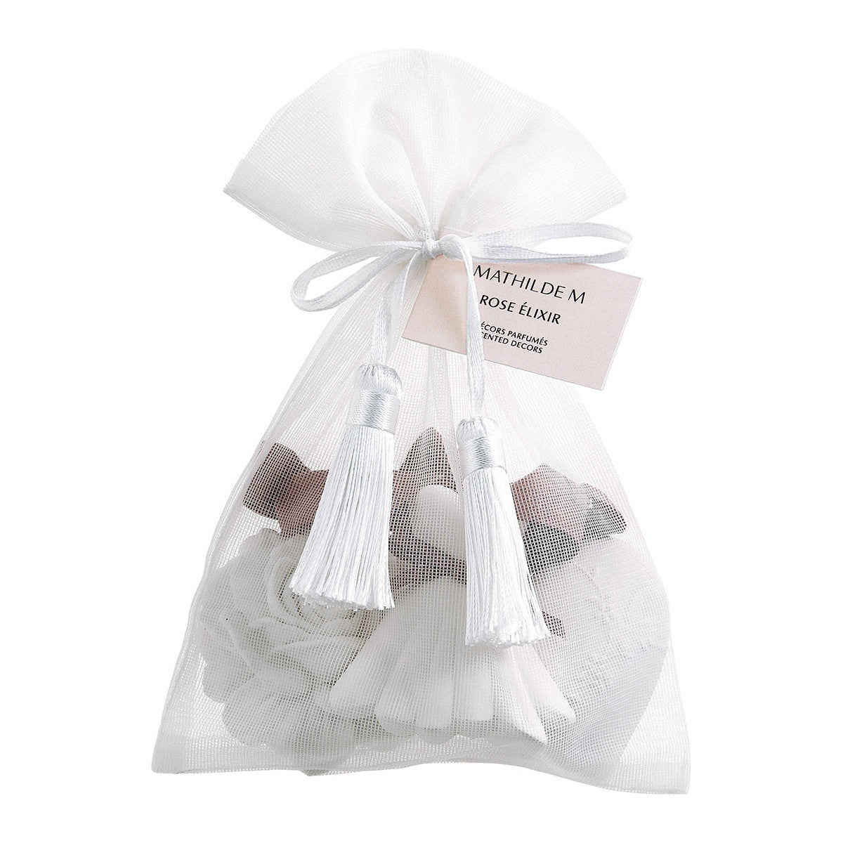 SACCHETTO CON 3 DECORAZIONI PROFUMATE ROSE ELIXIR - MATHILDE