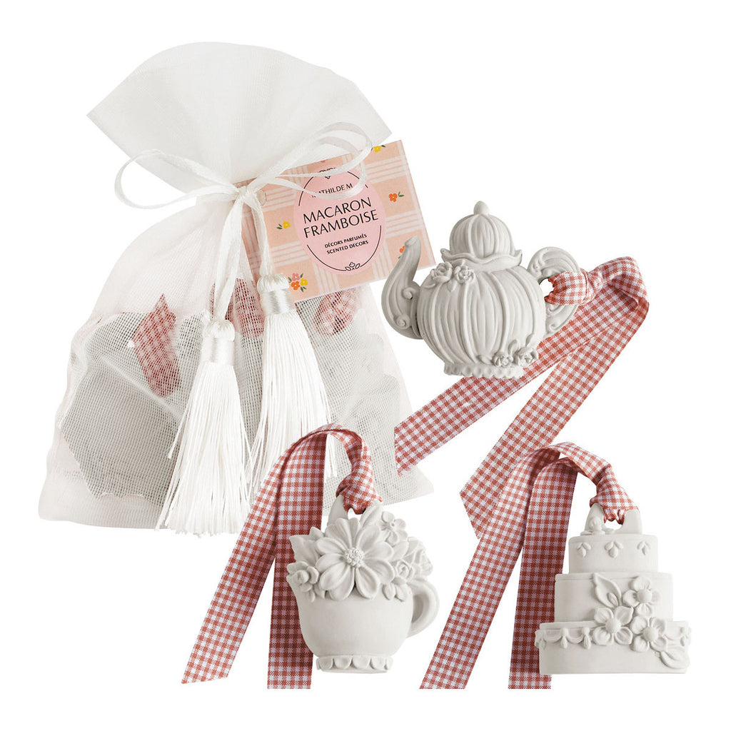 SACCHETTO CON 3 DECORAZIONI MACARON FRAMBOISE - MATHILDE