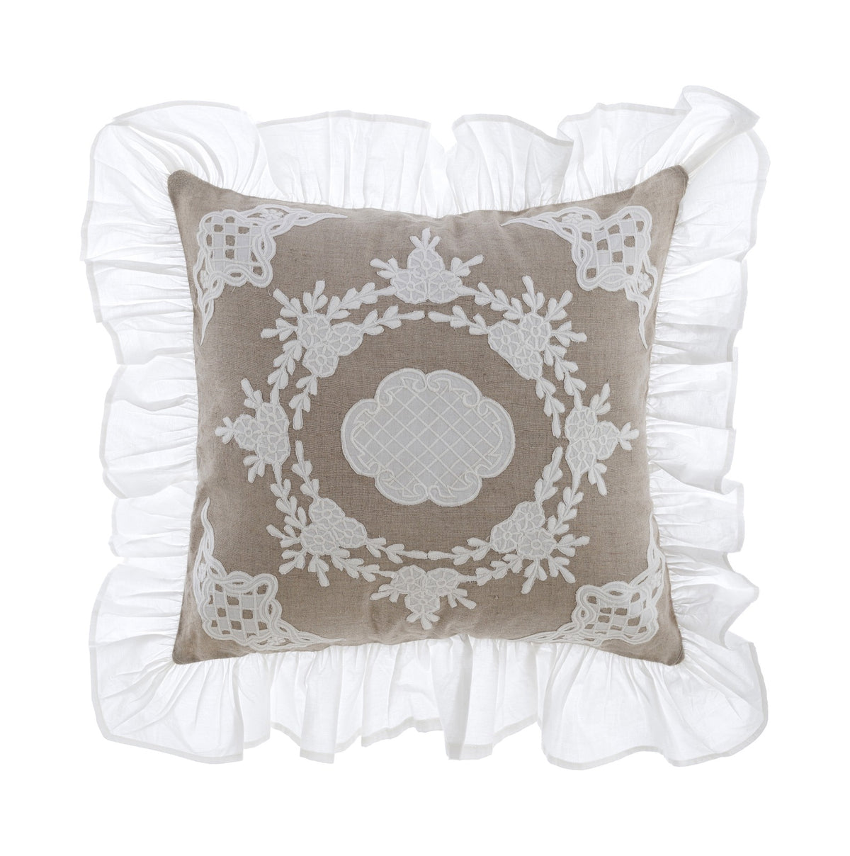 CUSCINO CON APPLICAZIONE E GALA - BLANC MARICLO